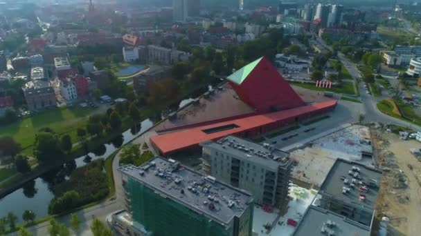 Wyspa Olowianka Sziget Gdansk Motlawa Folyó Aerial View Lengyelország Kiváló — Stock videók
