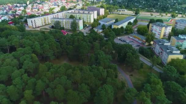 Panorama Downtown Park Ostroleka Aerial View Πολωνία Υψηλής Ποιότητας Πλάνα — Αρχείο Βίντεο