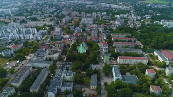 Gyönyörű Panoráma Belváros Pruszkow Centrum Krajobraz Légi Kilátás Lengyelország Kiváló — Stock videók