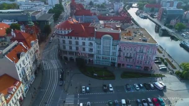Mietswohnung Kamienica Savoy Bydgoszcz Plac Teatralny Aerial View Polen Hochwertiges — Stockvideo