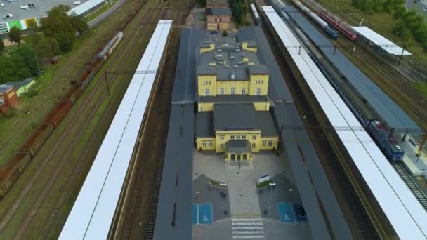 Stazione Ferroviaria Pila Glowna Dworzec Kolejowy Vista Aerea Polonia Filmati — Video Stock