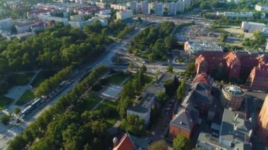 Çeşme Plağı Rapackiego Torun Fontanna Cosmopolis Hava Görüntüsü Polonya. Yüksek kalite 4k görüntü