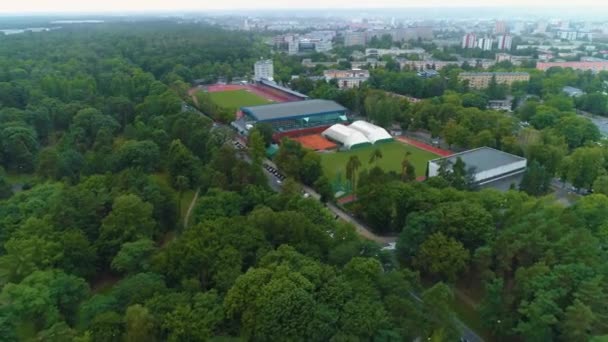 Stadyum Spor Sahası Bialystok Stadyumu Bosir Havacılık Görünümü Polonya Yüksek — Stok video