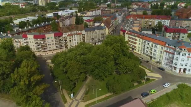 Plac Broniewskiego Meydanı Slupsk Hava Görüntüsü Polonya Yüksek Kalite Görüntü — Stok video
