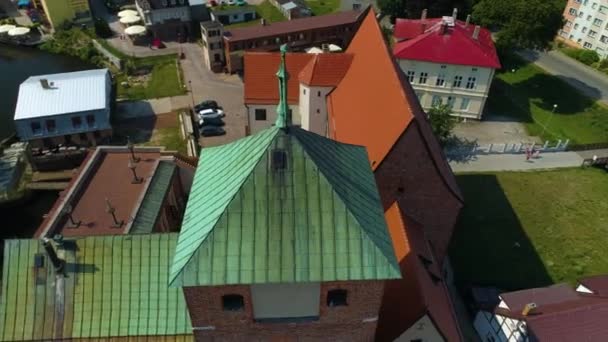 Музей Замка Darlowo Zamek Ksiazat Pomorskich Muzeum Aerial View Poland — стоковое видео