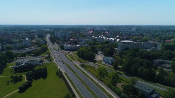 Street Kaczynskiego Beautiful Panorama Lubin Widok Aerial View Polsko Vysoce — Stock video