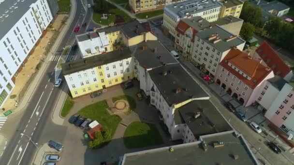 Rondo Pilsudskiego Pila Aerial View Πολωνία Υψηλής Ποιότητας Πλάνα — Αρχείο Βίντεο