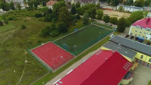 Campo Futebol Pila Boisko Akademia Aerial View Poland Imagens Alta — Vídeo de Stock