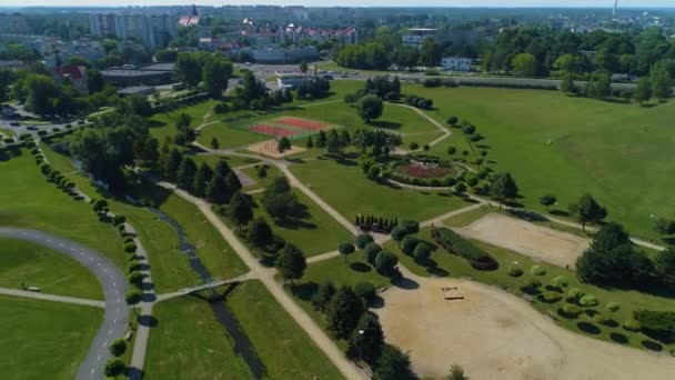 Πλατεία Zastawnika Lubin Skwer Αεροφωτογραφία Πολωνία Υψηλής Ποιότητας Πλάνα — Αρχείο Βίντεο