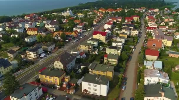 Landscape Main Street Uniesie Mielno Aerial View Poland High Quality — Stock Video