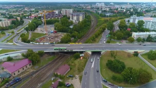 Viaduct Tracks Bialystok Wiadukt Dabrowskiego Αεροφωτογραφία Πολωνία Υψηλής Ποιότητας Πλάνα — Αρχείο Βίντεο