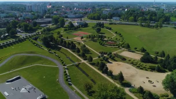 Zastawnika Square Lubin Skwer Aerial View Poland High Quality Footage — Stock Video