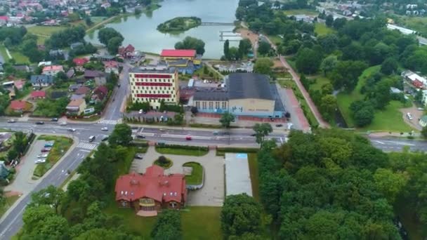 Landschap Arcadia Lagune Suwalki Zalew Arkadia Aerial View Polen Hoge — Stockvideo