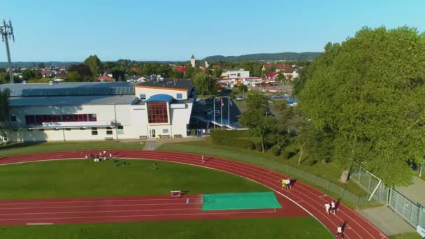 Stadion Mosir Rumia Stadion Aerial View Poland Wysokiej Jakości Materiał — Wideo stockowe