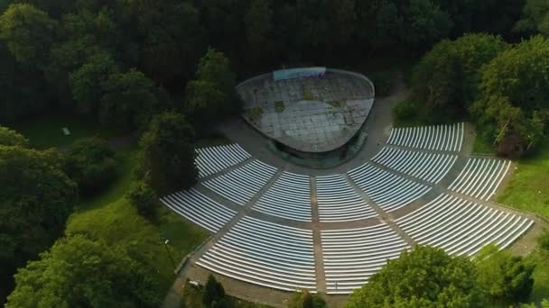 Amfiteátrum Stargard Amfiteatr Park Chrobrego Aerial View Lengyelország Kiváló Minőségű — Stock videók
