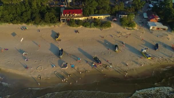 Strand Baltic Sea Rewal Plaza Morze Baltyckie Luftaufnahme Polen Hochwertiges — Stockvideo
