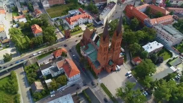 Piękna Bazylika Włocławek Bazylika Nmp Aerial View Poland Wysokiej Jakości — Wideo stockowe