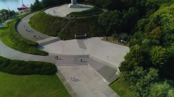 Westerplatte Monument Gdansk Pomnik Aerial View Poland High Quality Footage — Stock Video