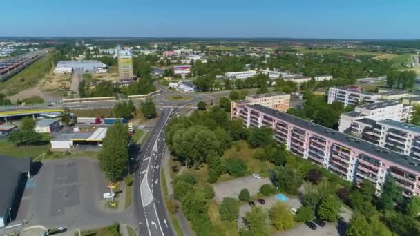 Rondo Wiadukt Nad Torami Konin Aerial View Poland Wysokiej Jakości — Wideo stockowe