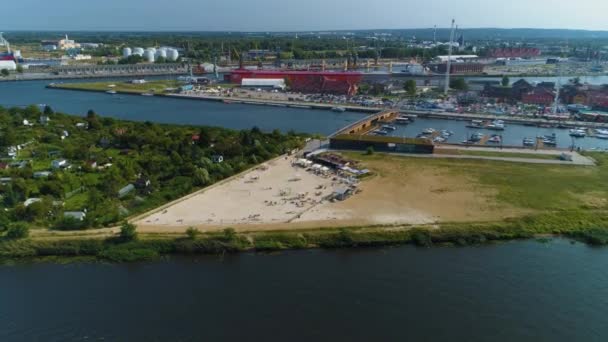 Bielawa Plaza North East Marina Szczecin Odra Zachodnia Widok Lotu — Wideo stockowe
