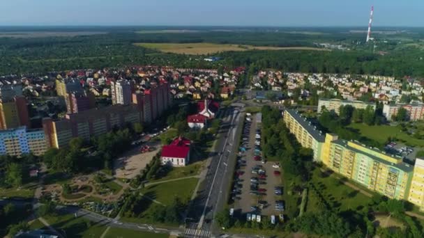Indah Landscape Perumahan Lubin Krajobraz Osiedle Pemandangan Udara Polandia Rekaman — Stok Video