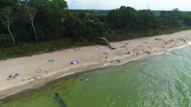 Strand Ostsee Gaski Plaza Morze Baltyckie Luftaufnahme Polen Hochwertiges Filmmaterial — Stockvideo