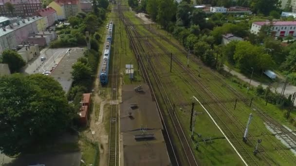 Dworzec Kolejowy Słupsk Dworzec Kolejowy Pkp Widok Lotu Ptaka Polska — Wideo stockowe