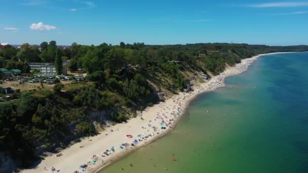Cliff Beach Baltic Sea Chlapowo Klif Plaza Morze Baltyckie Aerial — Stock video