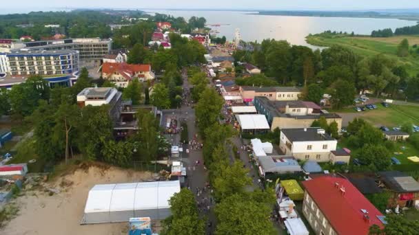 Główna Ulica Chrobrego Sklepy Mielno Sklepiki Aerial View Poland Wysokiej — Wideo stockowe