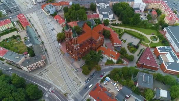 Church Plac Jana Pawla Bialystok Kosciol Aerial View Poland 高质量的4K镜头 — 图库视频影像