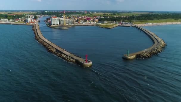 Breakwater Port Darlowo Falochron Port Aerial View Poland Wysokiej Jakości — Wideo stockowe