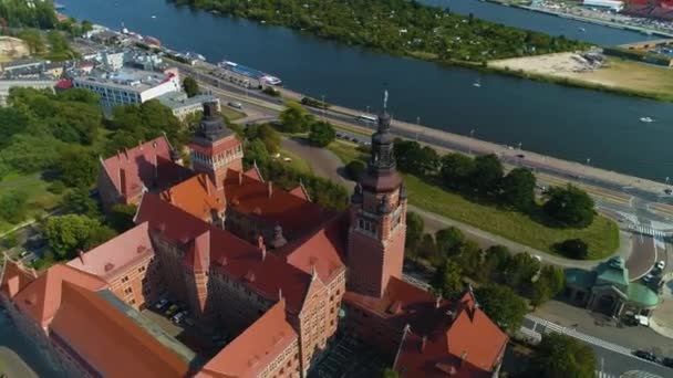폴란드 포메라니안 West Pomeranian Voivodeship Office Szczecin Urzad Wojewodzki Aerial — 비디오