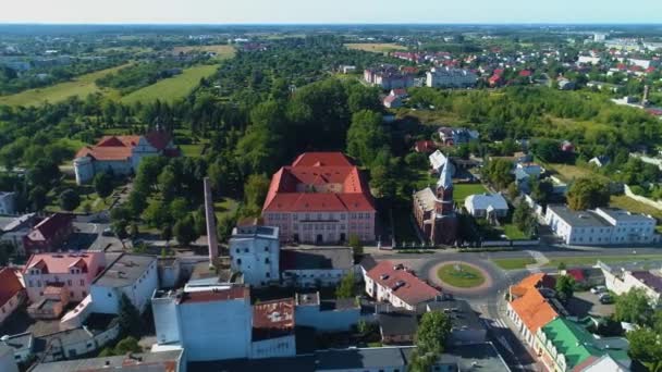 Landscape Franciscan Monastery School Konin Krajobraz Aerial View Poland High — Stock Video