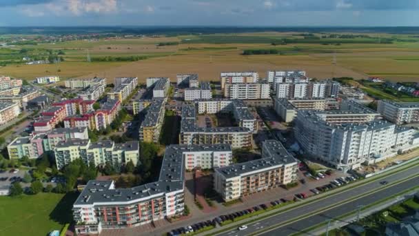 Schöne Landschaft Der Felder Häuser Lomza Krajobraz Luftbild Polen Hochwertiges — Stockvideo