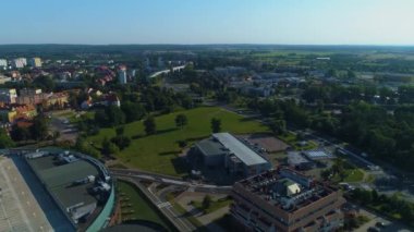 Castle Hill Parkı Blonia Lubin Wzgorze Zamkowe Hava Görüntüsü Polonya. Yüksek kalite 4k görüntü
