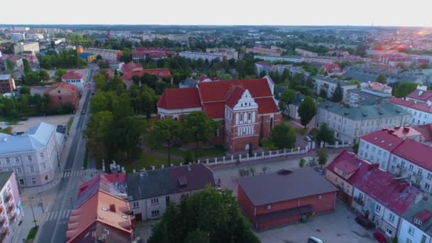 Roman Catholic Church Lomza Kosciol Archaniola Aerial View Poland High — Stock Video