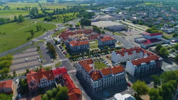 Прекрасні Ландшафтні Будинки Konin Krajobraz Aerial View Poland Кадри Високої — стокове відео