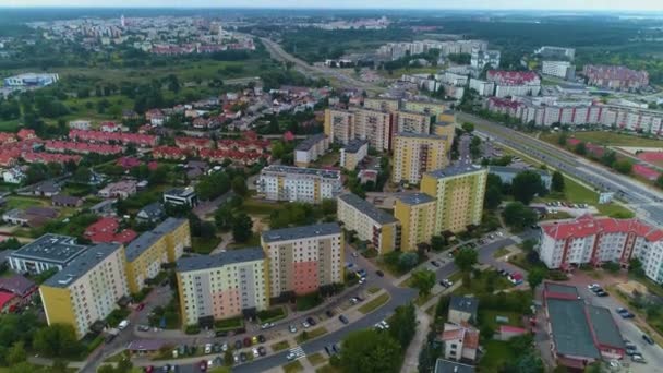 Bela Casa Panorama Estate Bialystok Krajobraz Bloki Vista Aérea Polônia — Vídeo de Stock