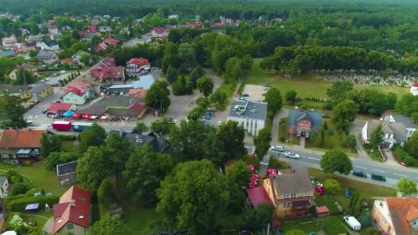 Gyönyörű Táj Main Street Stegna Aerial View Lengyelország Kiváló Minőségű — Stock videók