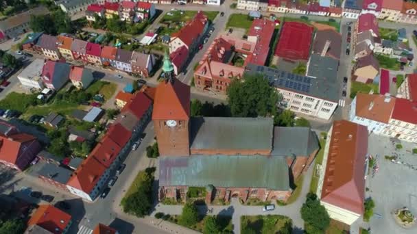 Kostelní Trh Darlowo Kosciol Rynek Centrum Aerial View Polsko Vysoce — Stock video