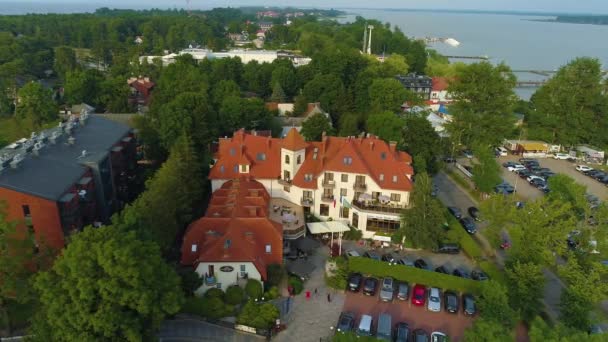 Seaside Manor Mielno Dworek Morski Luftaufnahme Polen Hochwertiges Filmmaterial — Stockvideo