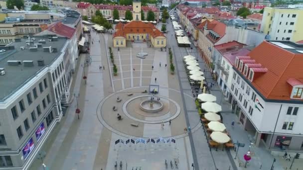 古城Rynek Council Kosciuszki Square Bialystok Ratusz Aerial View Poland 高质量的4K镜头 — 图库视频影像