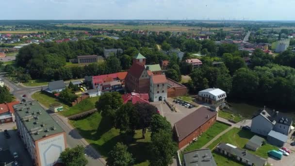 Museu Castelo Darlowo Zamek Ksiazat Pomorskich Muzeum Vista Aérea Polónia — Vídeo de Stock