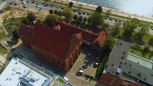Kerk Szczecin Kosciol Jana Ewangelisty Luchtfoto View Polen Hoge Kwaliteit — Stockvideo