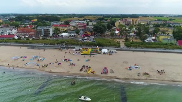 발트해 Sarbinowo Promenada Plaza Morze Baltyckie Aerial View 폴란드 고품질 — 비디오