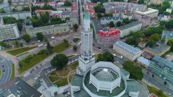 Minor Basilica Bialystok Bazylika Mniejsza Rocha Aerial View Poland Vysoce — Stock video