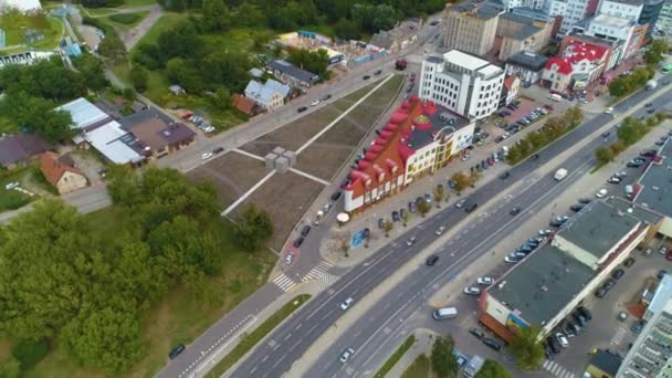 Πλατεία Αγοράς Στο Bialystok Rynek Sienny Aerial View Poland Υψηλής — Αρχείο Βίντεο