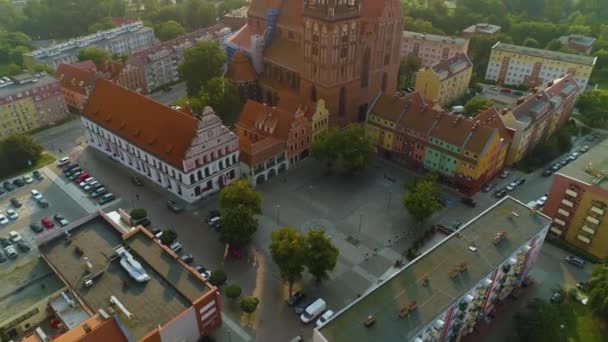 全景美丽的古城市场星甲凝视着Miasto Rynek空中俯瞰波兰 高质量的4K镜头 — 图库视频影像
