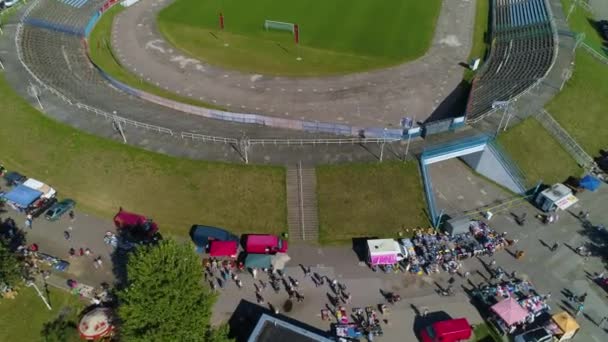 Gorski Stadion Konin Stadion Aerial View Lengyelország Kiváló Minőségű Felvételek — Stock videók