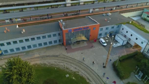 Estação Ferroviária Gorzow Wielkopolski Dworzec Kolejowy Vista Aérea Polónia Imagens — Vídeo de Stock